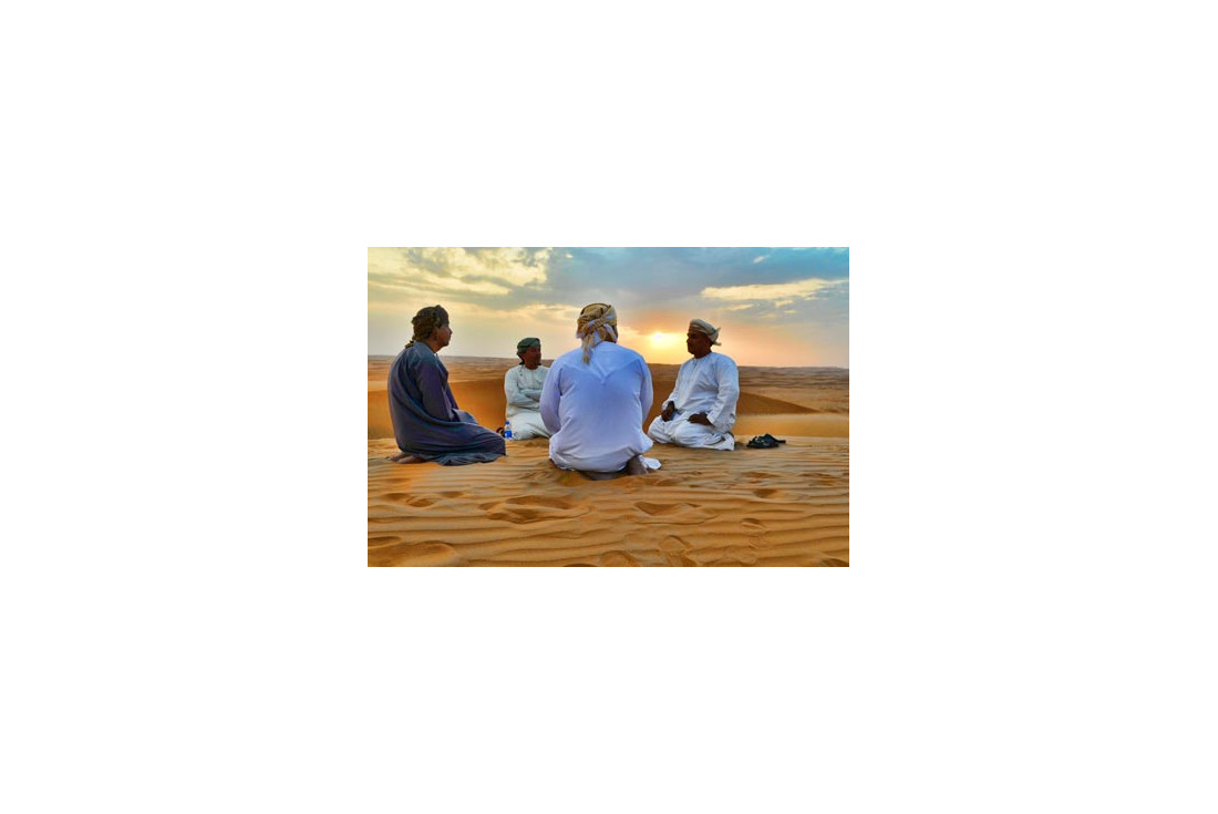 Hamdan and friends enjoying the sunset at Arabian Oryx camp 