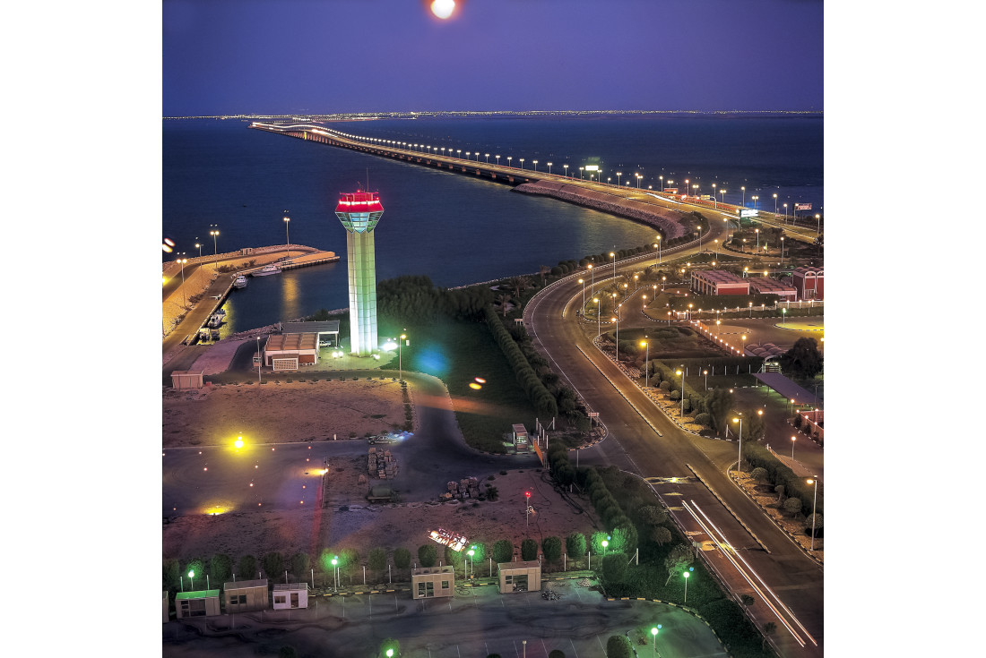 The 25km long King Fahad Causeway linking Bahrain with Saudi Arabia