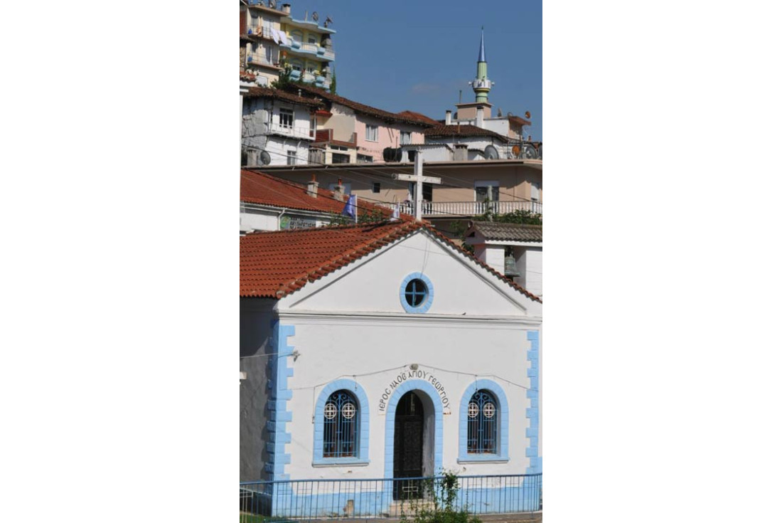 A church and a mosque in Krios