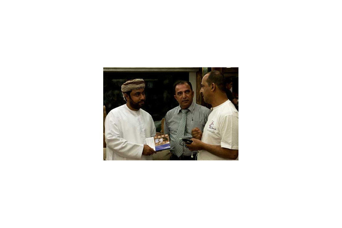 From left, Yaqoob Bin Karam and Jamal Al Safar with Ali