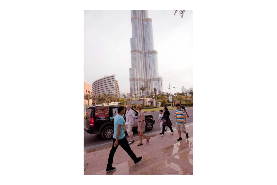 The tour vehicle got a lot of attention after being parked near Burj Khalifa