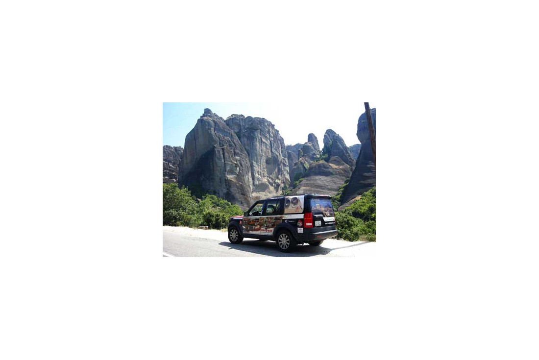 Vehicle parked on the way to Meteora