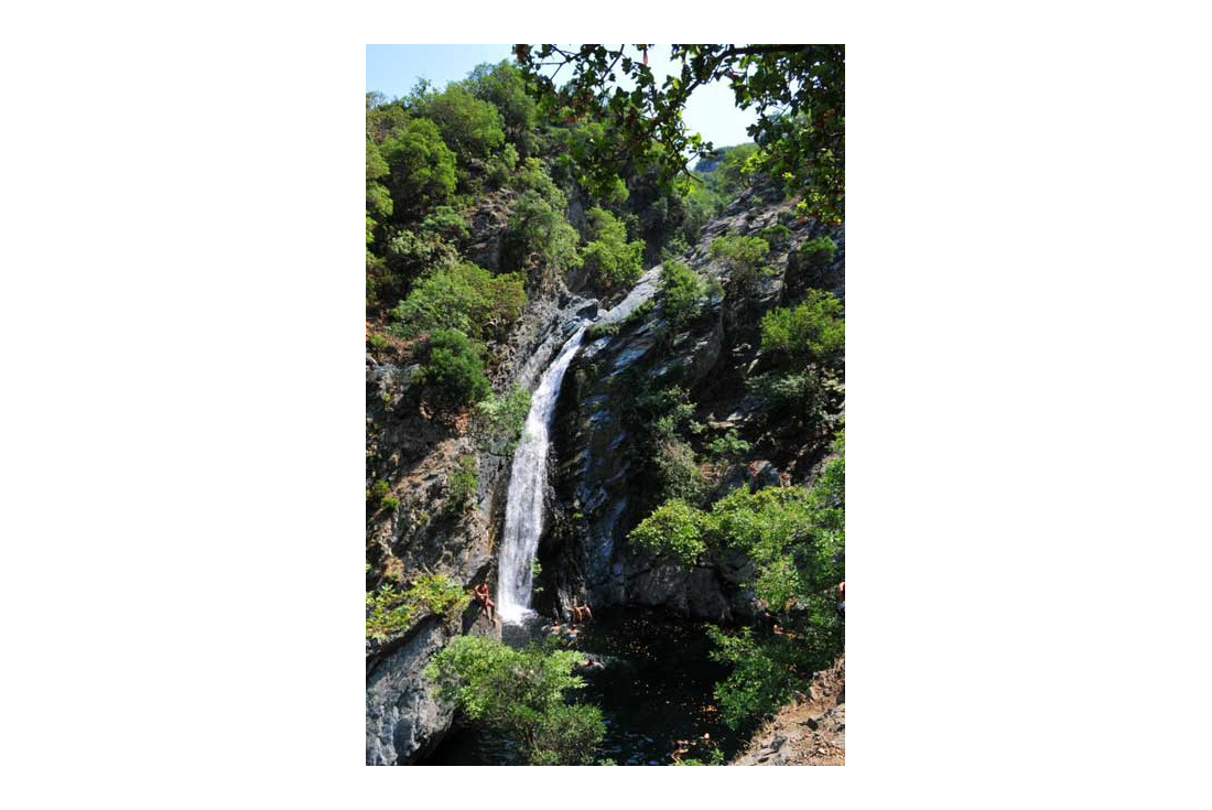 Greece: Waterfall and pond in Samothrace