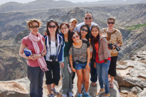 Making friends with the group of visitors from Dubai