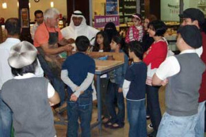 Mr Chrisogelos conducts a pottery demonstration at Al A'ali Shopping Complex