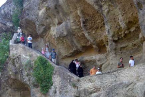 Meteora visitors leaving church